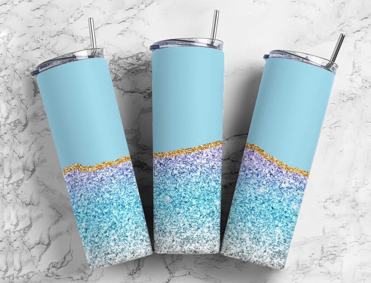 Blue glitter ombre