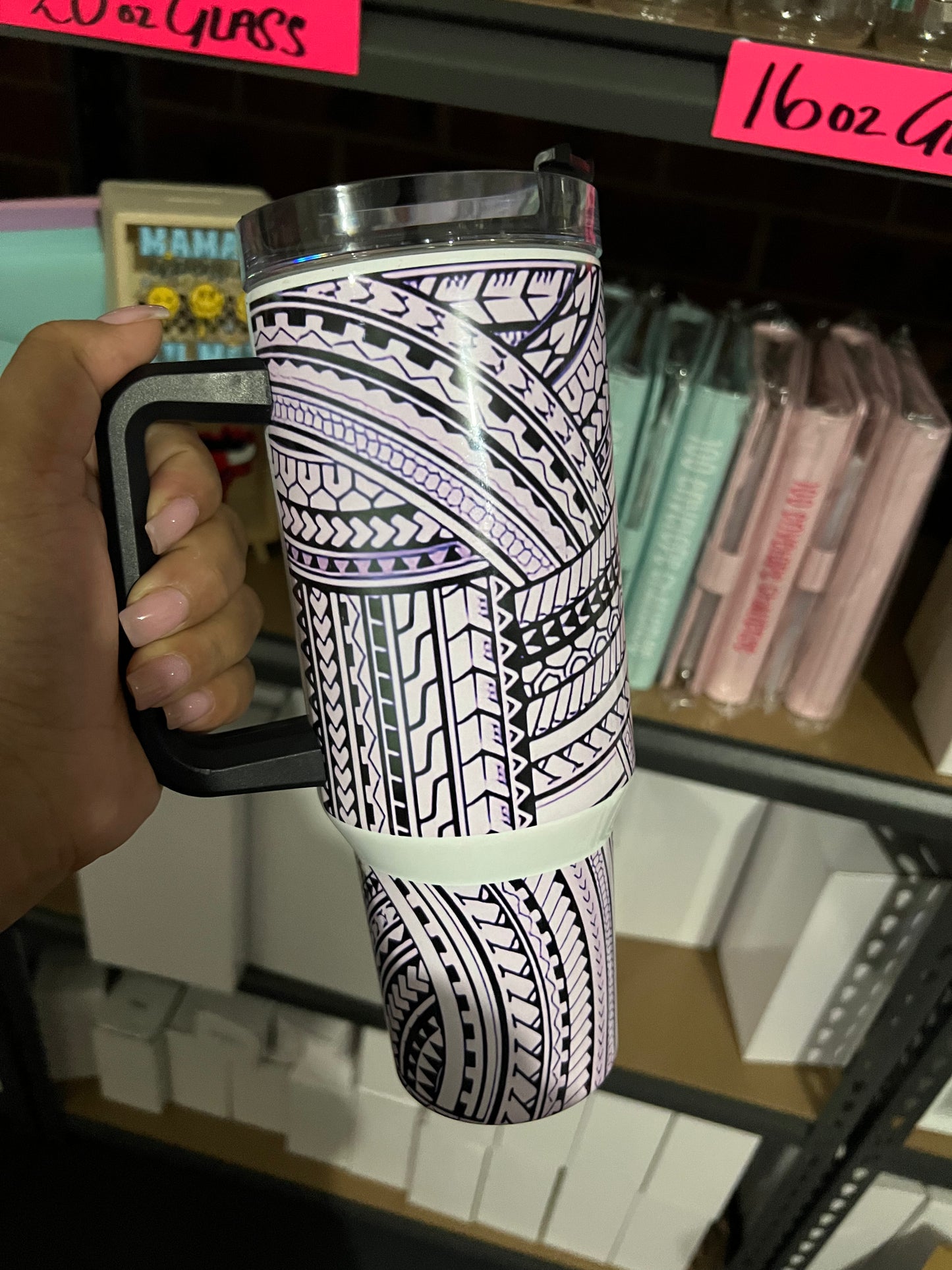 Purple White tribal 40oz