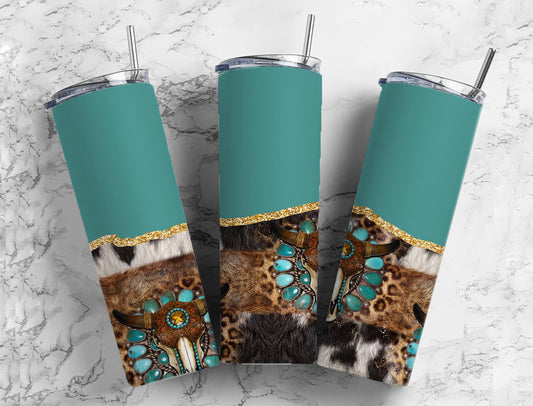 Turquoise cow hide