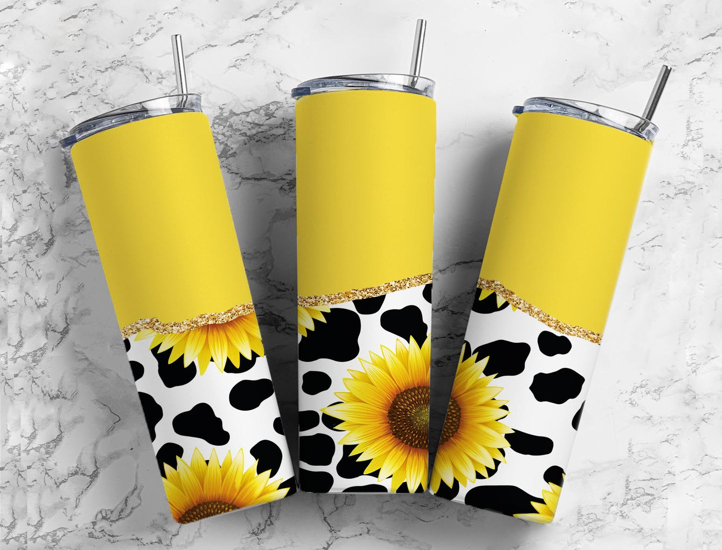 Yellow sunflower cow hide