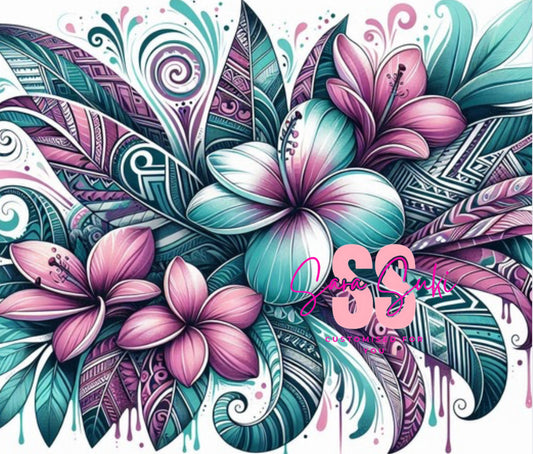 Pink Teal Frangipani