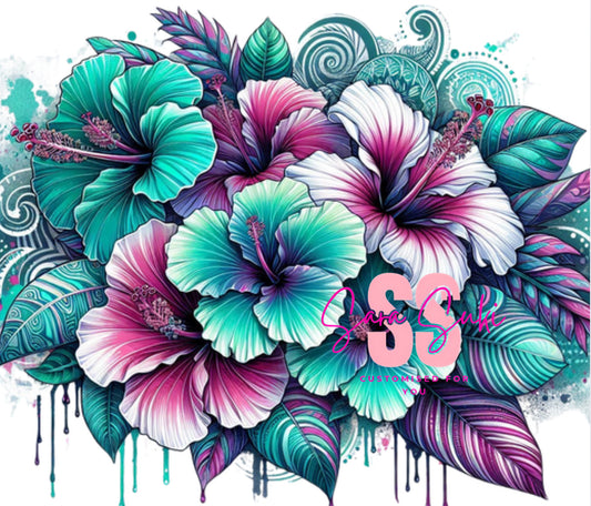 Hibiscus pink teal