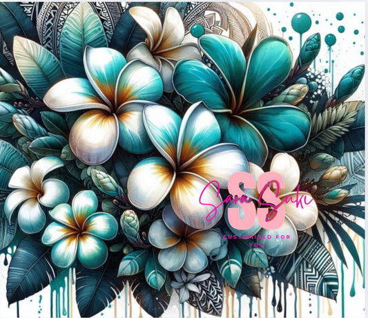 Frangipani teal drip