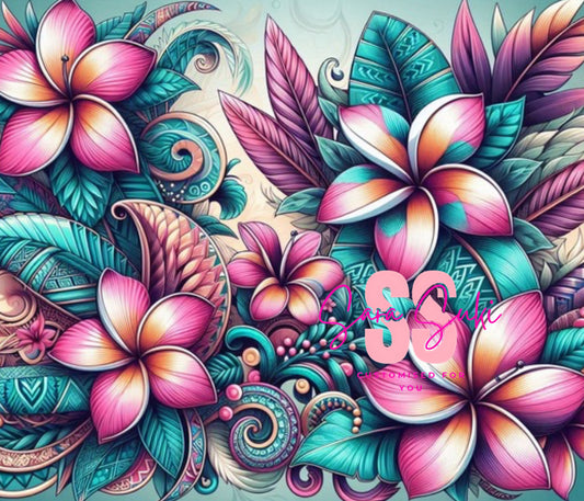 Frangipani green full print