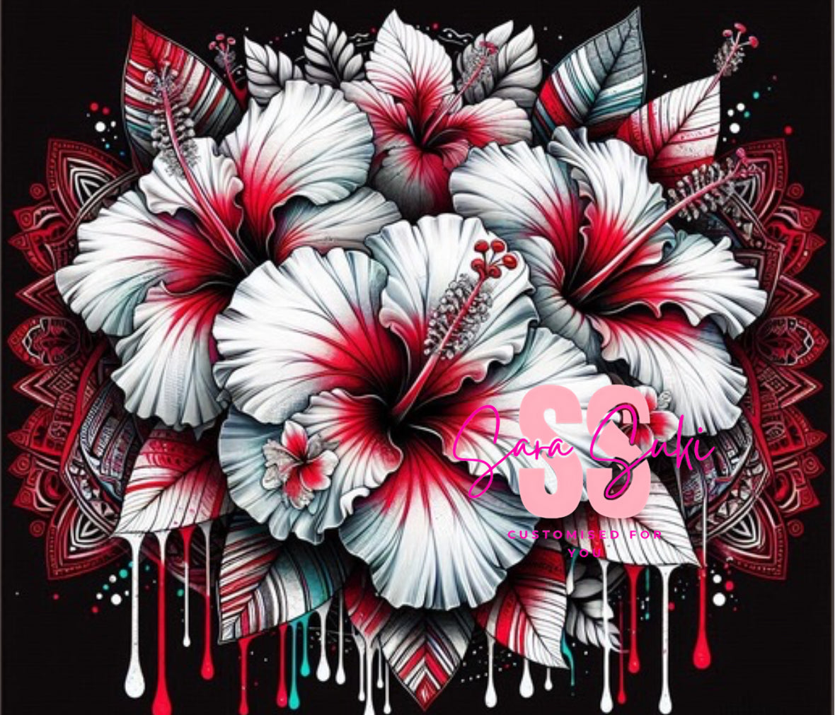 White hibiscus on black