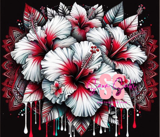 White hibiscus on black