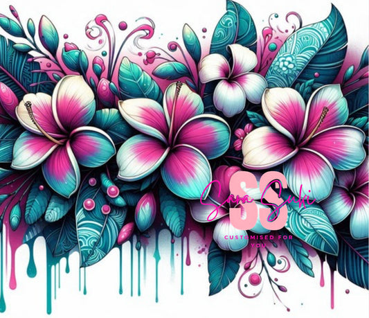 Frangipani Pink and Green drip