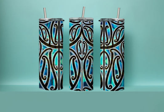 kowhaiwhai patterns aqua black