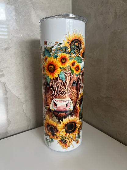 Hyland cow sunflowers