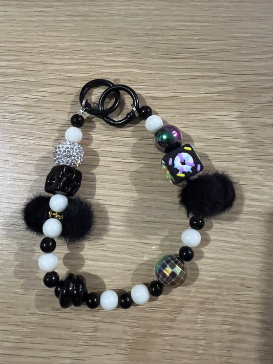 Black and white Fluffy keychain