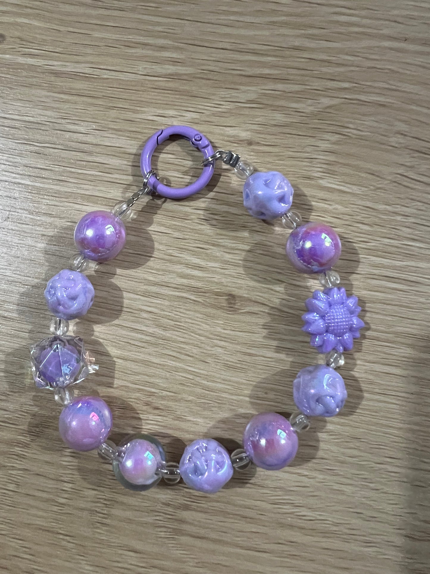 Purple sunflower iridescent keychain
